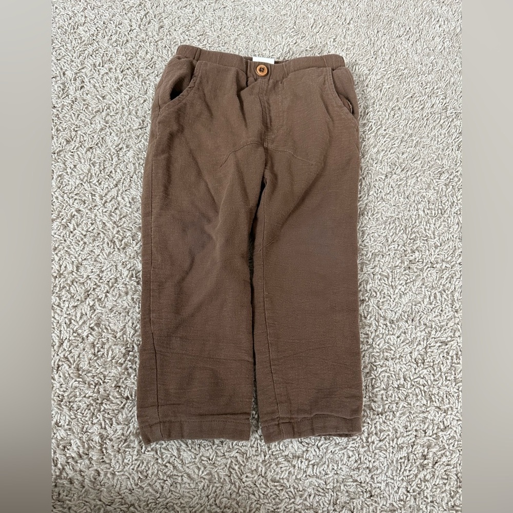 Soft ZARA toddler baby boy 2T 3T 2/3 brown dress pants lined sweatpants